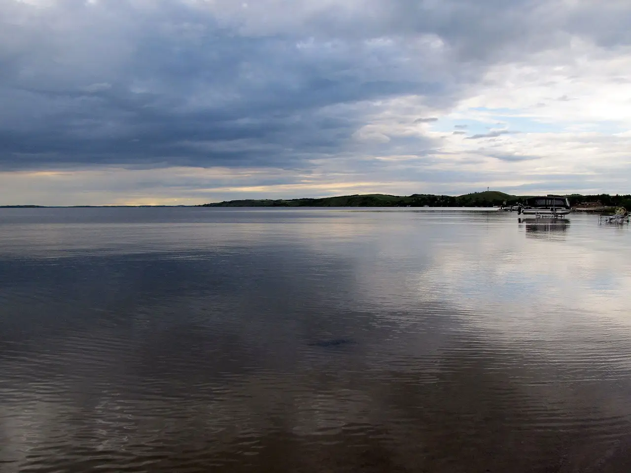 Calm waters of the lake at dusk, 2013